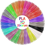 20 pcs Recharges de Stylo à Impression 3D en PLA, 20 couleurs, Filament PLA 1.75mm, 5M chacun stylo 3D réglées pour PACKGOUT, MYNT3D, DeWang, stylo 3D et stylo d'impression 3D