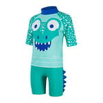 Speedo Infant Corey Croc Swimming Costume Top & Short Set, Emerald/Aqua Mint/Beautiful Blue/White, 3 Years