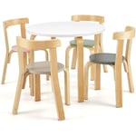 Table d'enfant Ronde avec 4 Chaises pour Enfants 4 Ans +, Style Scandinave, Esemble Table et Chaise en Bois de Peuplier et Bois de Bouleau de