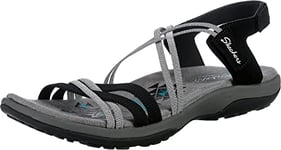 Skechers Womens Reggae Slim Takes Two Sandals, Black White, 8 UK