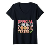 Womens Official Christmas Cookie Tester Funny Christmas Jokes V-Neck T-Shirt