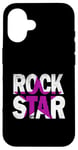 Coque pour iPhone 16 Rose Rock Star Distress Pink Color Graphic