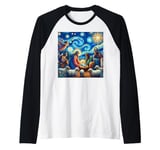 Van-Gogh inspired nativity-Joy to the nativity christmas Raglan Baseball Tee