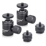 Minikulhuvud ARTCISE CB19 CNC med avtagbar 1/4 hot shoe-adapter, panoramakula kamerafäste för smartphones/DSLR-kameror/blixt (2-pack)