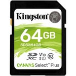 64GB sdxc Canvas Select Plus 100R C10 uhs-i U1 V10 - Extended Capacity sd (sdxc) (SDS2/64GB) - Kingston