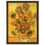 Painting Van Gogh Still Life Vase Fifteen Sunflowers A4 Artwork Framed Wall Art Print