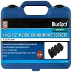 Bluespot 01528 4 Piece 1/2" Dr Metric Cr-Mo Metric Impact Sockets 30-36mm