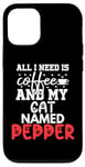 Coque pour iPhone 15 Pro Nom du chat Pepper Gifts All I Need Is Coffee Poivre nommé chat