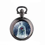 Akopiuto Fashion Movie Theme Flower Pattern Pocket Watch Women Children Pendant Necklace Jewelry Watches Gift Black