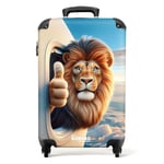 NoBoringSuitcases.com Valise Enfant, Valise Cabine, Valise Enfant Garcon, Bagages Enfant, Valise Enfant Roulette, Valise pour Enfant, Valise Garcon, Valise Cabine 55x35x25cm (Lion - Doré-Marron)