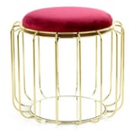 Pouf & Table d'Appoint "Comfortable" 50cm Rouge & Or