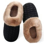 Hiver Pantoufles Femmes en Mousse Mémoire Confort Laine-Peluche Maison Intérieur Mignon Mules Chaussons Anti-Slip Chaud Souple House Chaussures pour Dames Indoor Outdoor, Nior.zz, 38/39 EU