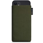 Adore June Classic Olive-Green Protection Sleeve compatible with iPhone 13 mini/iPhone 12 mini, Pouch Case Made of Durable Fabric with Display Cleaning Effect