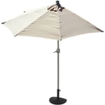 Demi-parasol aluminium Parla pour balcon ou terrasse, IP 50+, 285cm - crème avec pied