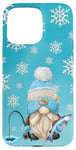 Coque pour iPhone 15 Pro Max Blue Winter Gnome Snowflakes For Men Who Loves Ice Fishing