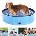 LYYJF Collapsible Pet Dog Bath Pool, Kiddie Pool Hard Plastic Foldable Bathing Tub PVC Outdoor Pools for Dogs Cat Kid,Blue,80 * 20cm