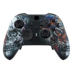 eXtremeRate Coque Personnalisée de Remplacement avec Anneaux de Joystick pour Xbox One Elite Série 2/Elite 2 Core Manette Modèle 1797-Crâne et Tigre