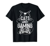 Cats And Gaming Funny For Gamer, Cat Lover, Cat Mom, Cat Dad T-Shirt