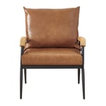 PU Single Sofa Wood Arm Metal Frame Comfort Save Space Office Home Hotel Lounge