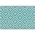 Tapis Extérieur et Intérieur Bleu Clair et Blanc en Polypropylène Motif Losanges pour Salon ou Balcon Scandinave et Boho 120 x 180 cm Beliani