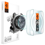 Spigen Glas.tR EZ Fit Protection écran pour Garmin Fēnix 7, Garmin Fēnix 7, Fēnix 7 Solar, Fēnix 7 Sapphire Solar, 2 Pièces, Kit d'installation, Résistant aux Rayures, Ultra Claire