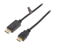 Cable DisplayPort 1.2 prise male HDMI prise male 3D 4K 2m - Noir