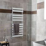 Hudson Reed Piazza Flat Panel Heated Towel Rail Radiator 1200x500 Chrome Bathroo