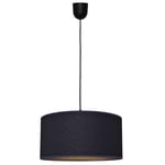 Abba Cylindrical Pendant Ceiling Light Dark Blue Gold Black 40cm