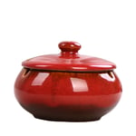 Accueil Cendrier De Table Verre CéRamique Artisanat Chinois avec Un Couvercle éVier CheminéE Lisse Lisse Facile à Nettoyer Garde Le Propre Cadeau 11 * 8 cm,Red