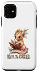 Coque pour iPhone 11 Bébé dragon mignon à lire | Fantasy | Jeu de rôle | Dragon