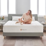 Hiepunos Matelas 180x200 26cm Épaisseur, Matelas à Ressorts Ensachés et à Mémoire de Forme, Hybride Matelas, 7 Zones de Confort, H3 Moyenne Ferme, Soutien Parfait, Respirant