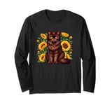 Sunflowers York Chocolate Cat Long Sleeve T-Shirt