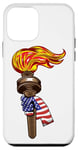 Coque pour iPhone 12 mini Drapeau américain et torche 4 juillet patriotique américain