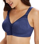 Lemorosy Soutien-Gorge Minimiseur Femme Grandes Tailles Confort Bonnets emboîtants sans Armatures Réducteur de Fort portrine Tous Les Jours FR105E Bleu