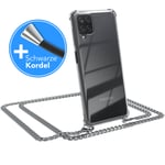 For Samsung Galaxy A12 phone case with strap cord Case Chain Silver