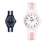 Lacoste Montre Analogique à Quartz Unisex avec Bracelet en Silicone Bleu - 2020142 & Montre Analogique à Quartz Unisex avec Bracelet en Silicone Blanc - 2020143