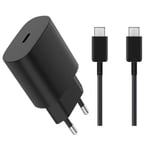 Otego 2st Samsung Laddare Snabbladdare - Adapter + Kabel 25w Usb-c 2m Svart