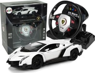 Leantoys Import Leantoys Auto Fjärrkontroll Lamborghini Veneno Vit 2.4G Fjärrkontroll Ratt Ljudljus