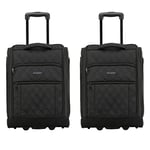 Flight Knight Set of 2 Luggage 55x40x20cm Ryanair Maximum Size Carry On Priority Hand Luggage Case Approved & Tested - 2 Wheels - Ultra Lightweight Durable Soft Hand Case Textile