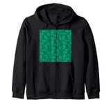 Climbing Vine Leaves In Dusty Green On Aquamarine Zip Hoodie