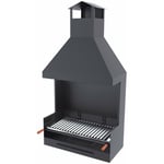 Fm Calefaccion - Barbecue bbq au charbon et bois 80 cm grille inox - Avec paravents et hotte