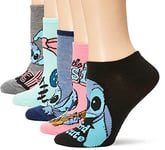 Disney Women's Lilo & Stitch 5 Pack No Show Casual, Black Assorted, Sock 8-10 Fits Shoe Size 2-8.5 UK