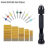 Micro mini broche étau perceuse à main,foret hélicoïdal,ensemble PCB,outil lointain pour bricolage,résine carimplantée,polymère,argile,plastique,bijoux exécutif - Type Hand Drill Set 61pc #A