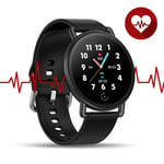 WalkerFit Fitness Trackers, Health Exercise Watch with Sleep and Heart Rate Monitor, Black