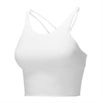 ZHANGJIAN Women Fitness Sports Bra Push Up Solid Cross Back Yoga Running Gym Training Workout Femme Padded Underwear Crop Tops Female High waist (Color : White, Size : S)