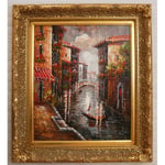 Venedig, 50x60 Cm Handmålad Oljemålning Med Ram
