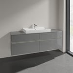 VILLEROY & BOCH COLLARO SERVANTSKAP 160 M/LYS FOR SERVANT MIDT 80 CM M/4 SKUFFER GRÅ HØYGLANS