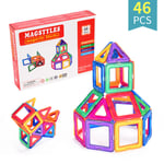 3D Magnetic Tiles - 46 Delar Magnetiska Brickor - Bygg med Magneter multifärg - Julklappa Barn - Present