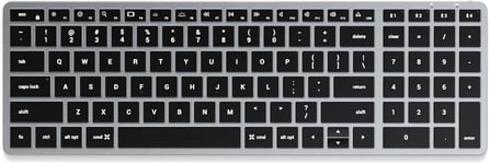 Clavier sans Fil Bluetooth ¿ Clavier Rétroéclairé Slim X2 QWERTY Américain avec Pavé Numérique, Multi-Dispositif ¿ MacBook Pro/Air et Mini, iPad Pro/Air, iMac M1 et Plus - Gris, Layout US