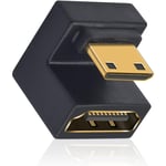 U Shape Adaptateur Mini HDMI vers HDMI 8K, Down Angle Adaptateur Mini HDMI vers HDMI Femelle supportant 8K@60Hz,48Gbps,caméra/Ordinateur